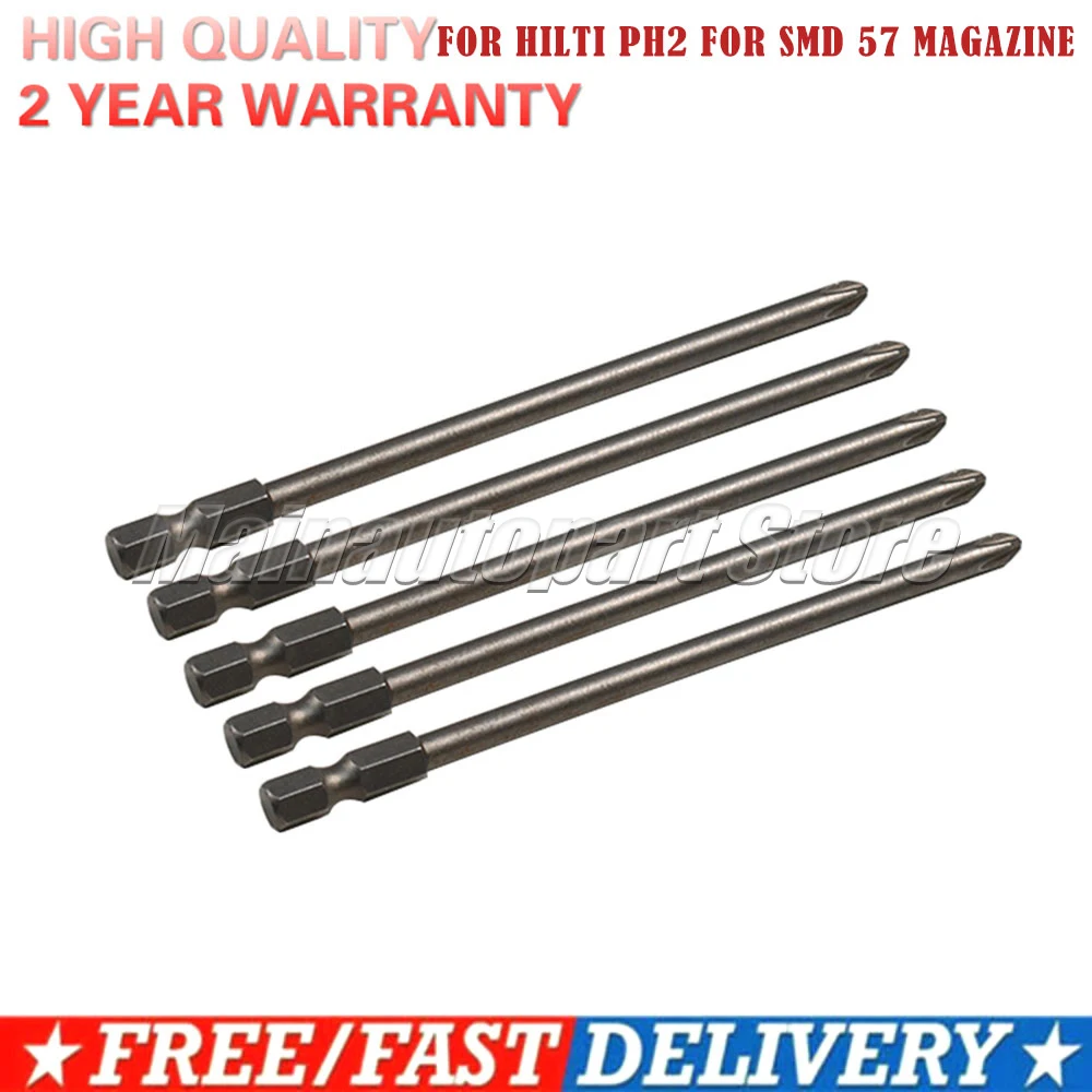 5x Long 116mm FOR HILTI PH2 FOR SMD 57 MAGAZINE Magnetic Cross Head Electric Screwdriver Bit Screw Cap Bolt  Tools For Car Acc