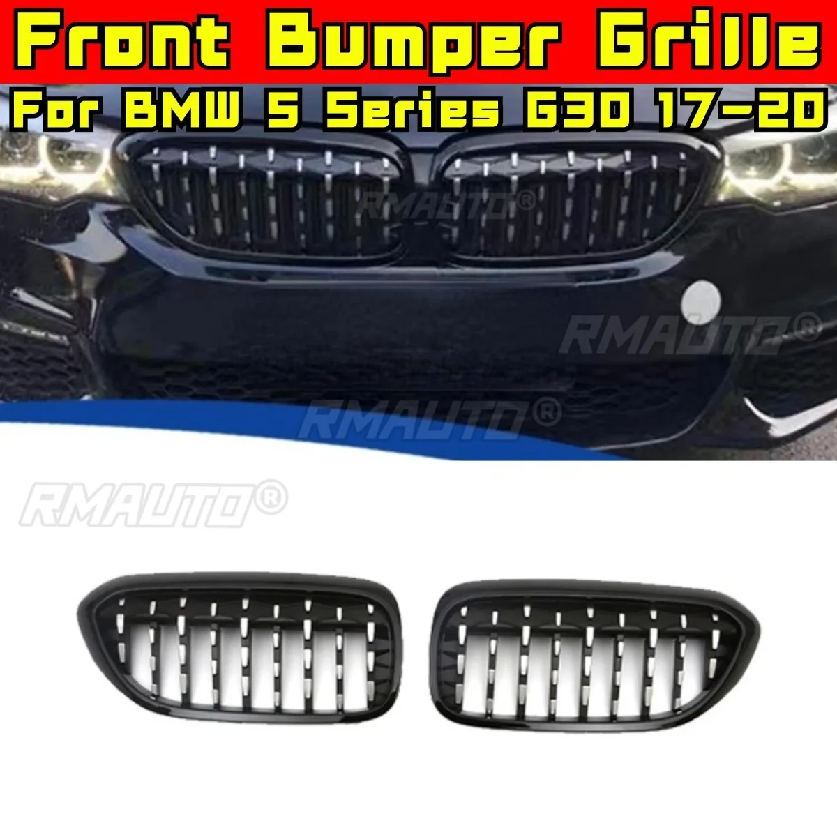 

Car Bumper Grill Decorative Strips Racing Grille Star Black Front Bumper Grill For BMW 5 Series G30 2017-2020 Exterior Part