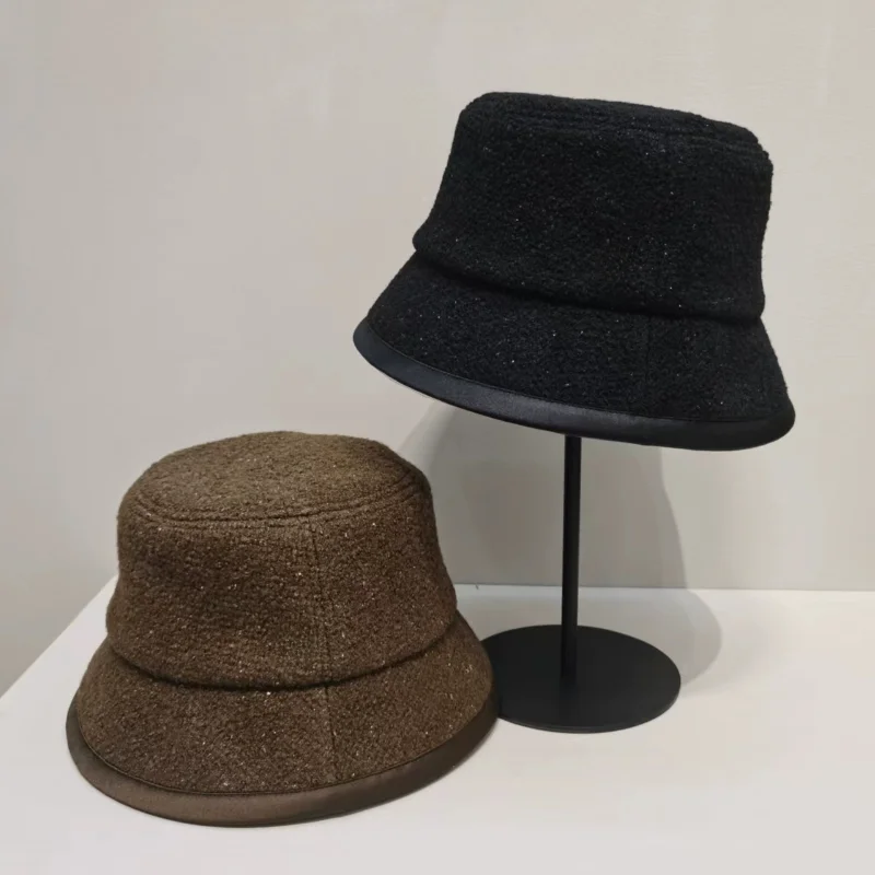 2025年新作-ヴィンテージ風-ウール素材-小香風-フィッシャーマンハット-レディース-秋-顔痩せ-バシンキャップ-アーティストハット-カジュアルスタイル