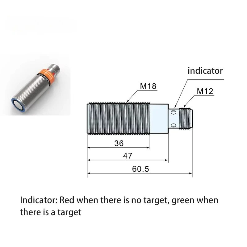 화이펑 M18 아날로그 원통형 초음파 센서, 동기화 및 학습 기능, IP67 방수 및 오일 저항