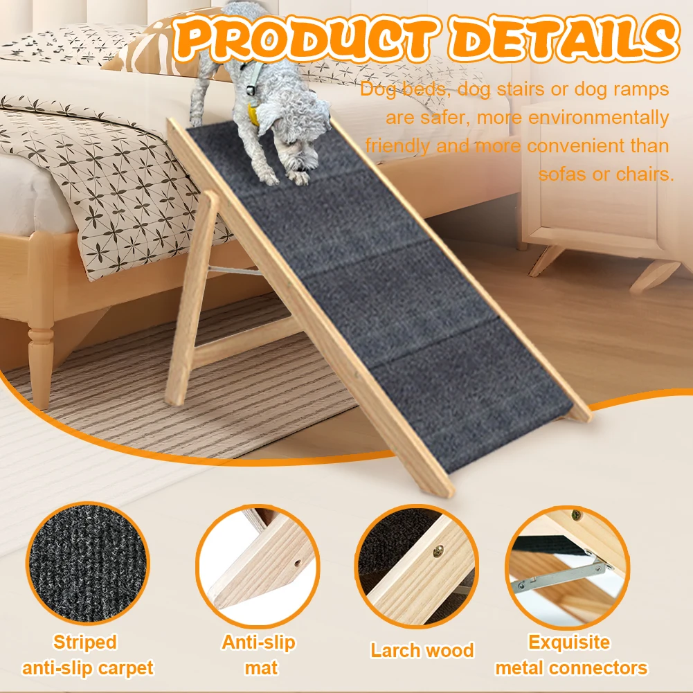 

Outdoor Steps Wooden Cat Climbing Ladder Foldable Carpeted Ramp Ladder Non-slip Pet Ramp Stair for Small Animals Climbing