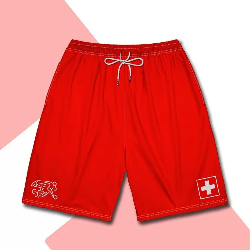 Switzerland Croatia Football Home Team Uniform Sports Shorts Men\'s Women\'s 3D Printing Breathable Quick Drying Comfortable