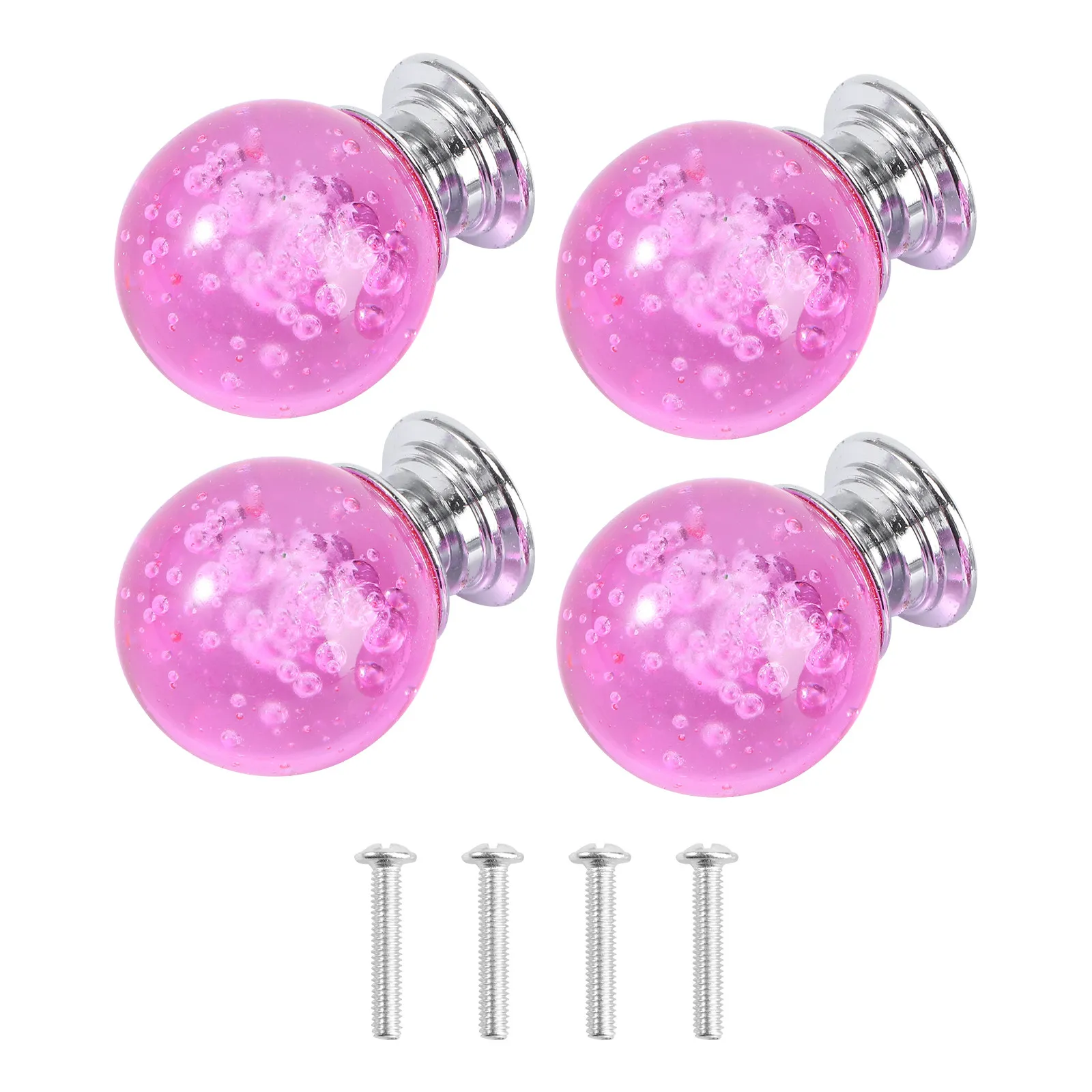 4Set Furniture Handles Bubble Ball Aluminum Alloy Drawer Knobs Single Hole Silver Base for Cabinet Dresser Wardrobe Modern