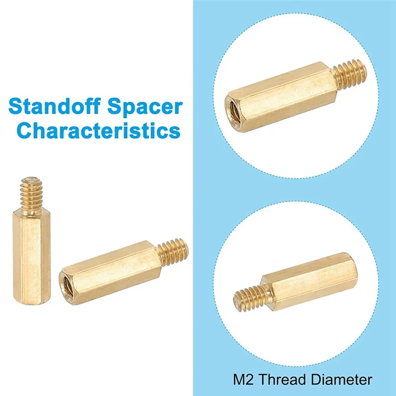 ABSE-M2+3Mm Support Screws, 240 Pieces Male To Female Hexagon Brass Support Washer Screw Nut Combo Kit, Gold