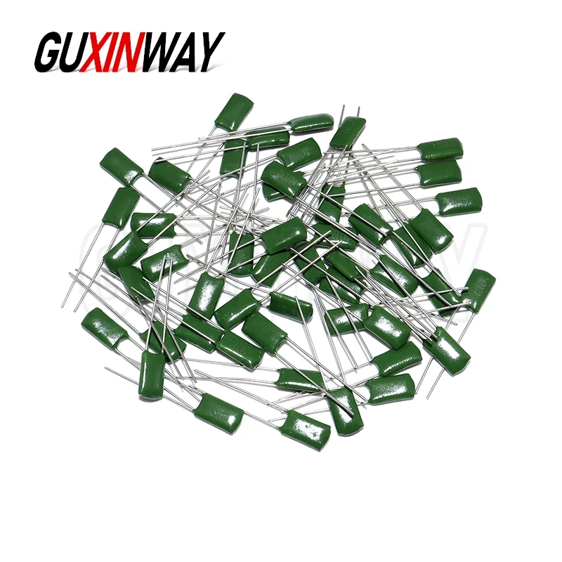 50 قطعة 100V فيلم البوليستر مكثف 330PF 470PF 560PF 102 222 472 103 223 333 473 104 1NF 2.2NF 10NF 22NF 47NF 100NF 0.1 فائق التوهج