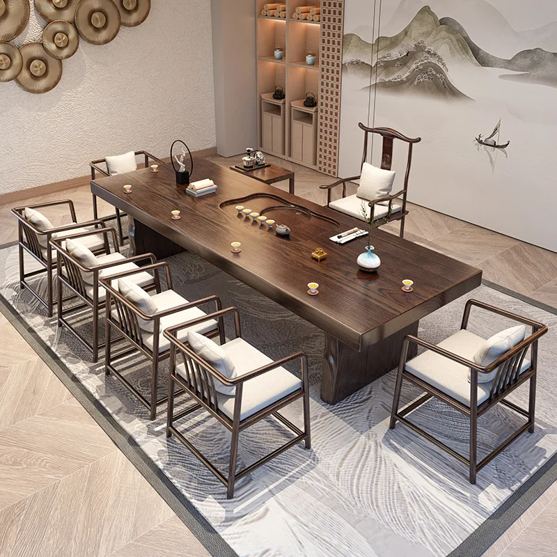 tea Table Solid Wood Retro Light Luxury for Living Room for Small Apartment Sturdy Construction, Living Room Center Table