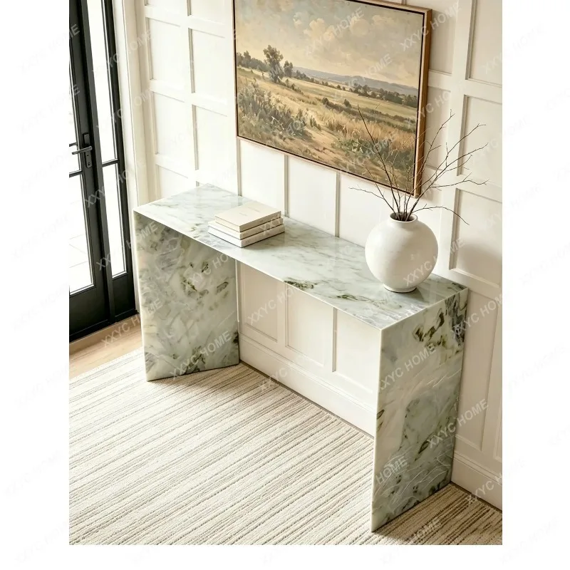 XX Natural marble entrance table green light luxury modern simple entrance table