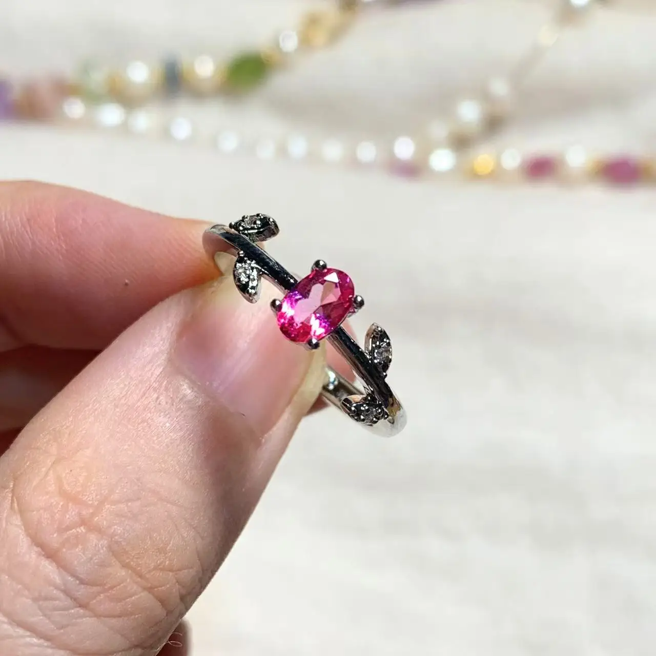 

MM Natural PINK Topaz Ring Adjustable Female Ring Jewelry for Women Gift Wholesale High Quality Vintage Fine