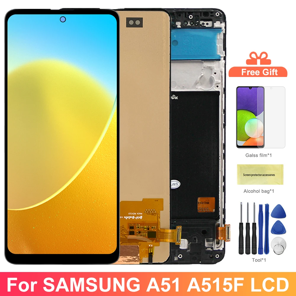 TFT A51 A515 A515F A515F/DS Display Screen Replacement for Samsung Galaxy A51 Lcd Display Digital Touch Screen with Frame Parts