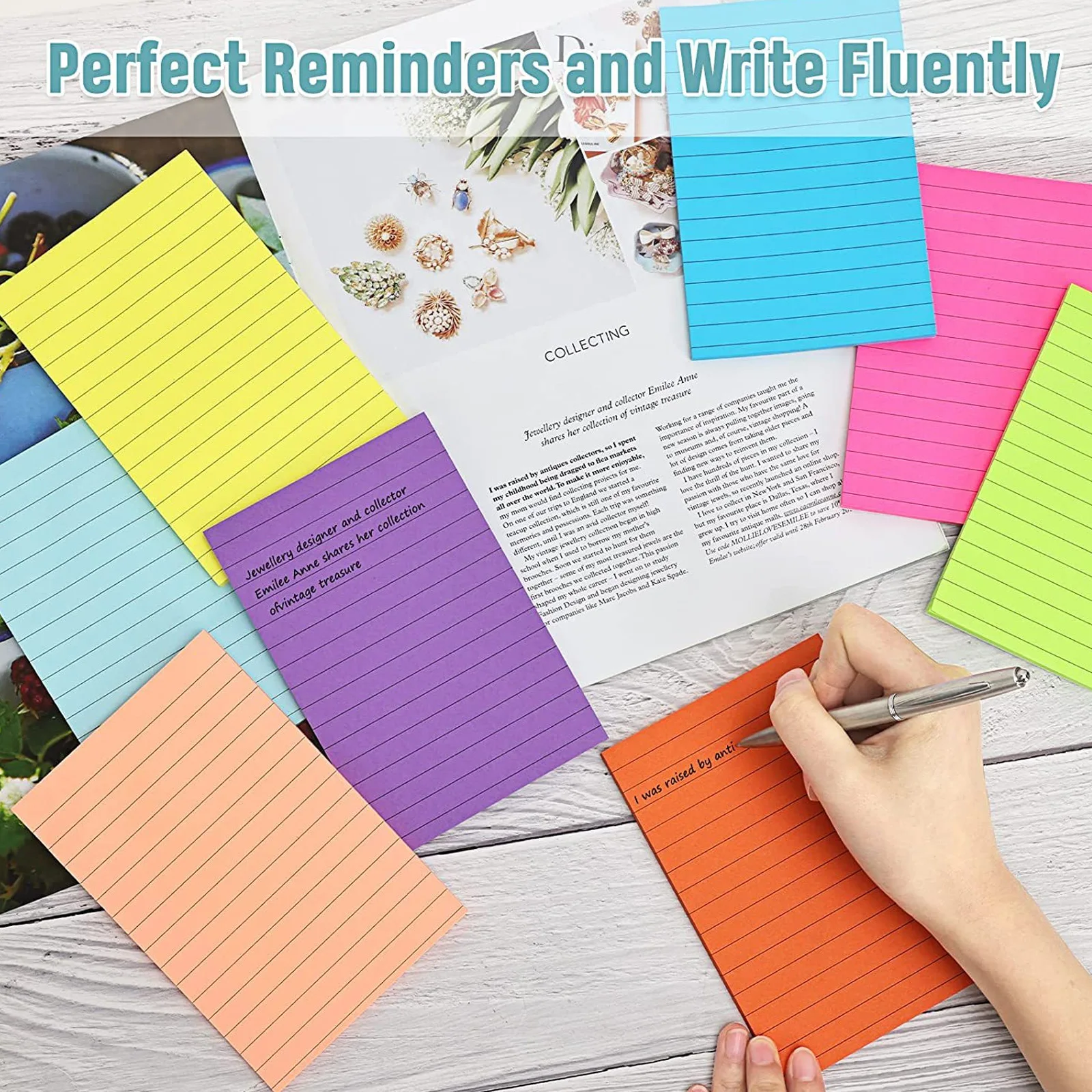 8 Colors Self Sticky Notes Pad Its, Bright Post Stickies Colorful Big Rectangular Sticky Notes for Office, Home, School, Meeting