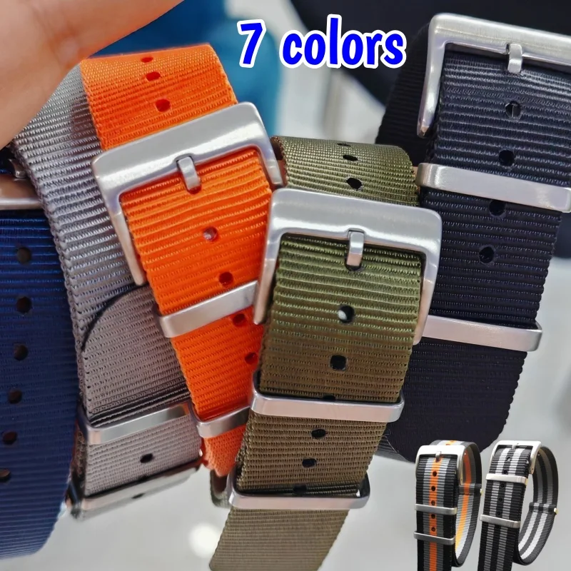 Bracelet de montre militaire NATO, 20mm 21mm 22mm, bracelet de montre universel en Nylon nervuré pour hommes, pour Rolex Seiko Omega Swatch Moonswatch