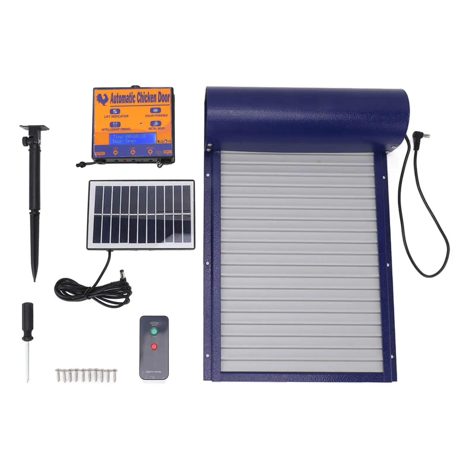 

Automatic Solar-Powered Chicken Coop Door Opener with Light Sensor & Remote Control for Ducks & Geese