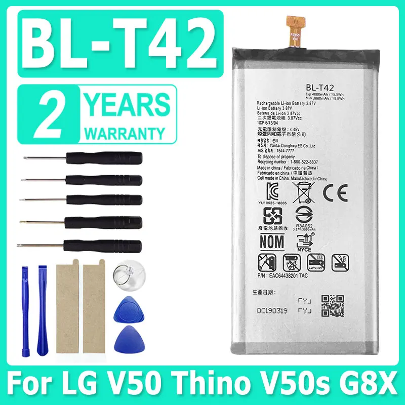 XDOU High Quality BL-T42 Replacement Battery For LG V50 ThinQ V50S G8X BLT42 Large Phone Battery Lithium Battery + Tool