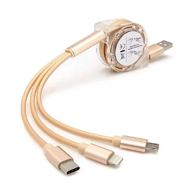 كابل USB بيانات 3 في 1 قابل للسحب لشاحن iPhone كابل شحن سلكي سريع لهاتف Android من النوع C Xiaomi Huawei Samsung #3