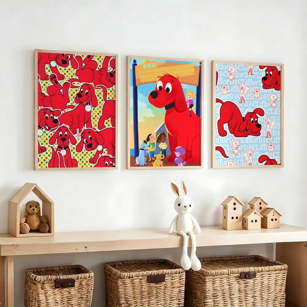 Cartoon C-Clifford T-The B-Big R-Red D-Dog Poster HD Home Decor Sticky Wall Waterproof Home Living Room Bar Aesthetic Decor - view 3