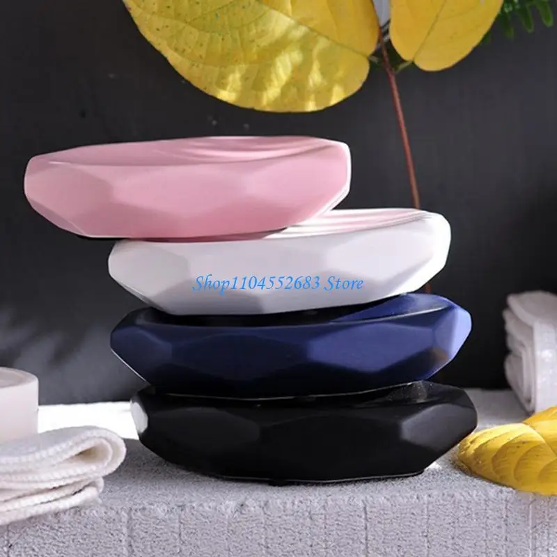 

Y6GD Countertop Drain Soap Holder Matte Ceramic Sink Soap Rack Kitchen Sponge Rack