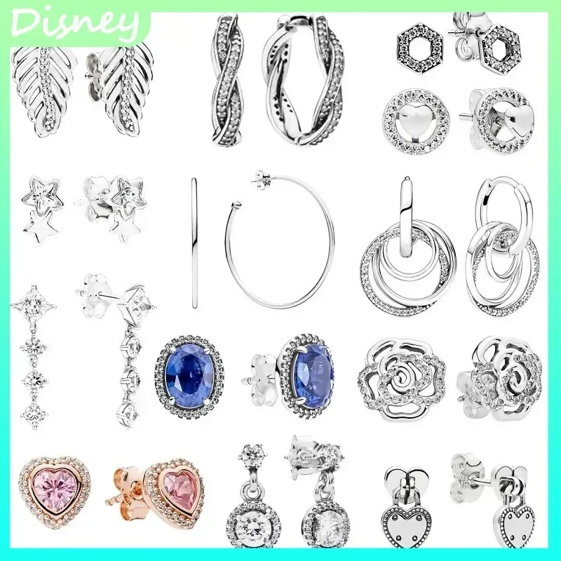 

2025 100% 925 Sterling Silver Leaf-Intertwined Screw Thread Earrings & Sparkling Floral Heart Ring Set