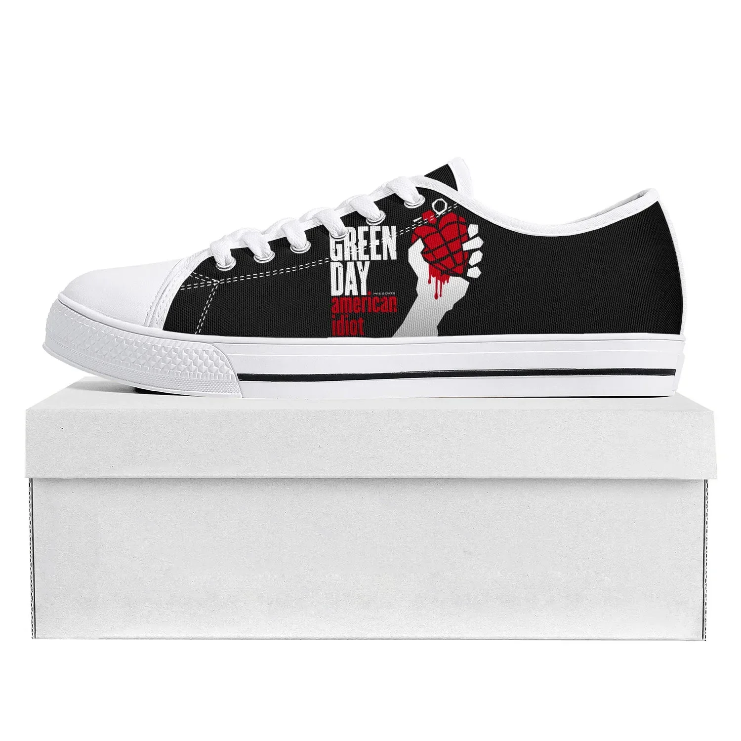 Green Day Pop Rock Band Low Top High Quality Sneakers Mens Womens Teenager Canvas Sneaker  Prode Casual Couple Shoes Custom Shoe