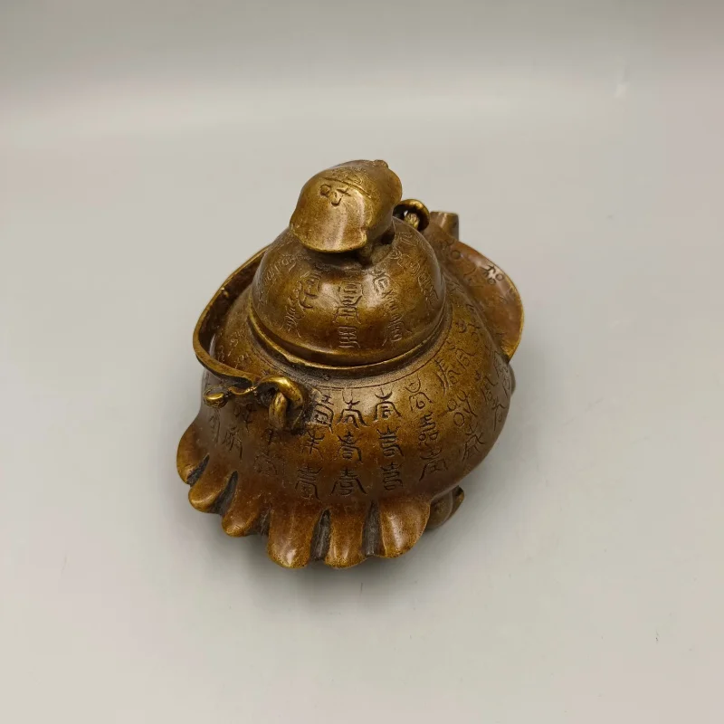 Guyunzhai Wanshou Mother and Child Turtle Copper Flagon Decoration Home Decorative Crafts Antique Bronze Collection Wholesale