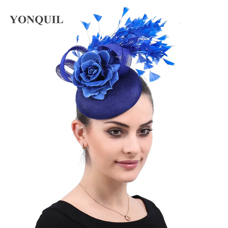 Red Imitation Sinamay Wedding Hat Bride Fascinator Headwear Women Elegant Women Cocktail Occasion Headpiece Hair Accessories