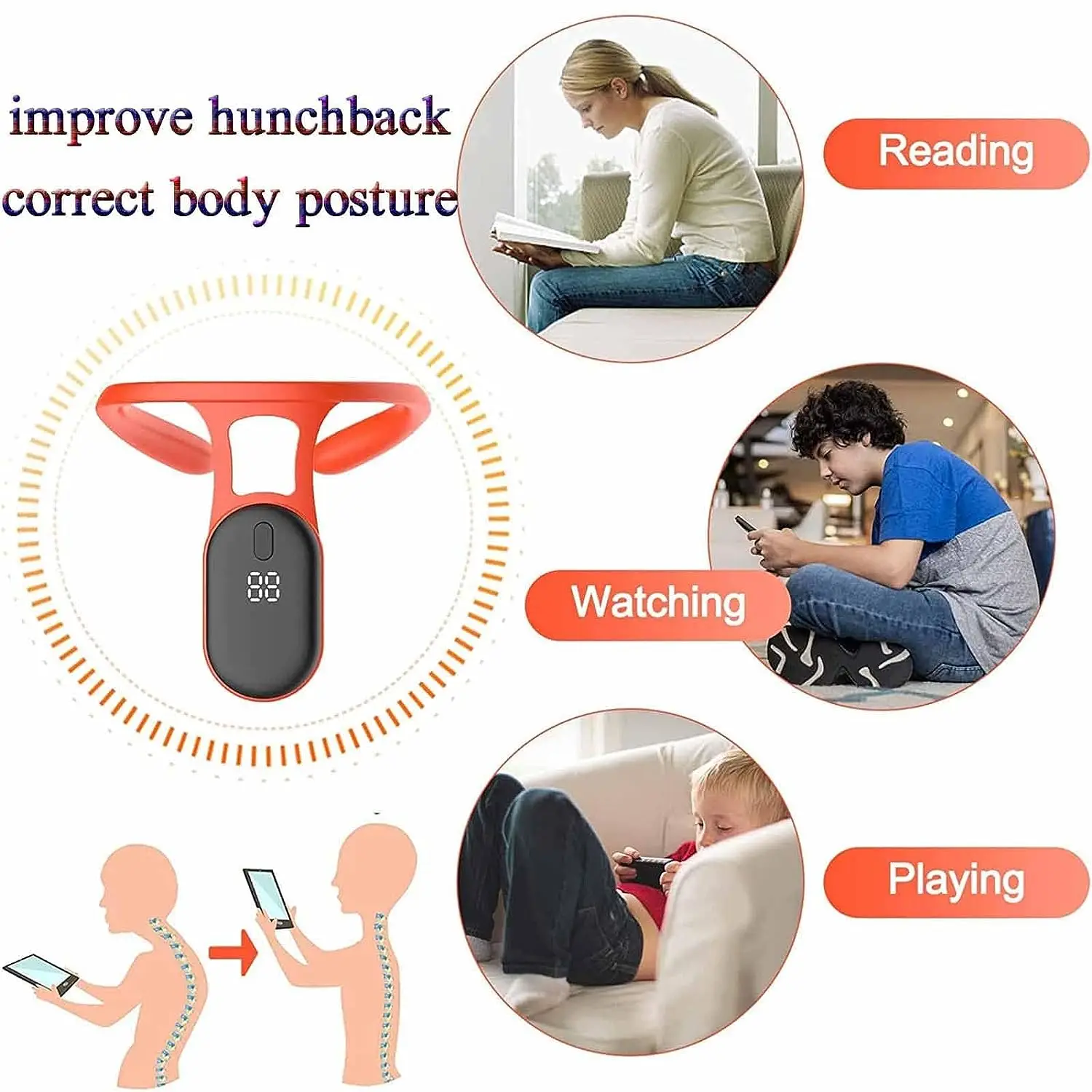 UNTIOR Smart Posture Corrector Device Posture Training Realtime Scientific Back Posture Correct Neck Posture for Adult Kid Healt