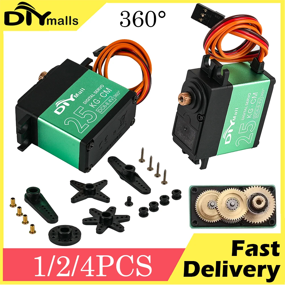 

1/2/4pcs TD-8825 25kg Digital Servo High Torque 360 Degree Continuous Rotation Metal Gear RC Servo for Robot Gimbal Car Aircraft