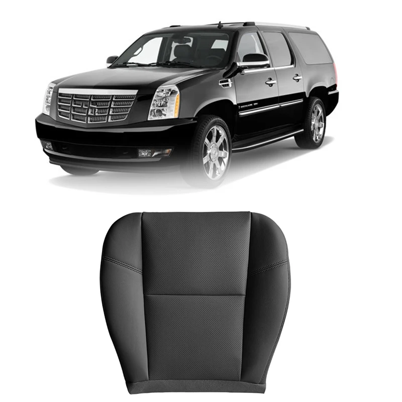 2X Car Front Driver Side PU Leather Seat Cushion Bottom Seat Cover For Cadillac Escalade 2007-2014 Black