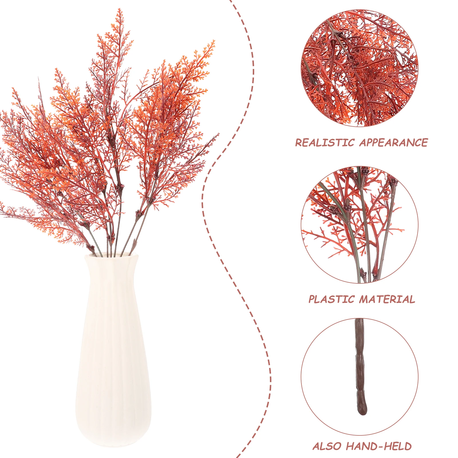 

6pcs Artificial Fern Plants Fake Branches Lifelike Foliage Leaves For Home Decor Wedding Party Scene Layout Fake