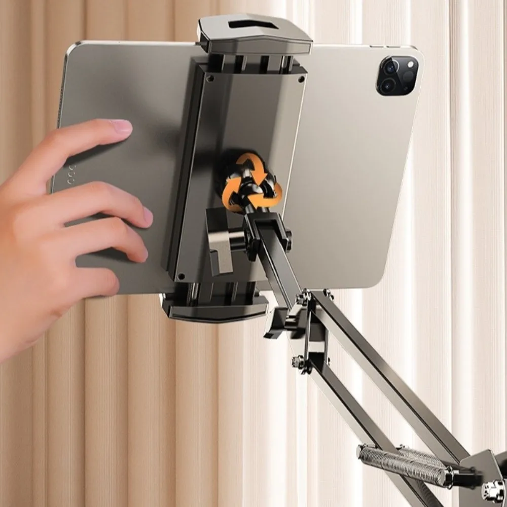 360 Degree Rotatable Tablet Stand Carbon Steel Alloy 5 to 12.9 Inch Overhead Cell Phone Mount Adjustable Height
