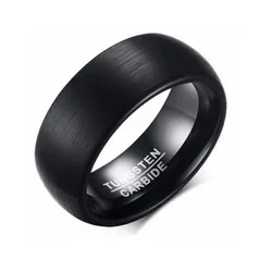 Minimalism Fashion 8mm Men's Tungsten Carbide Ring Black Frosted Stainless Steel Rings Beveled Edge Wedding Band Jewelry Gift