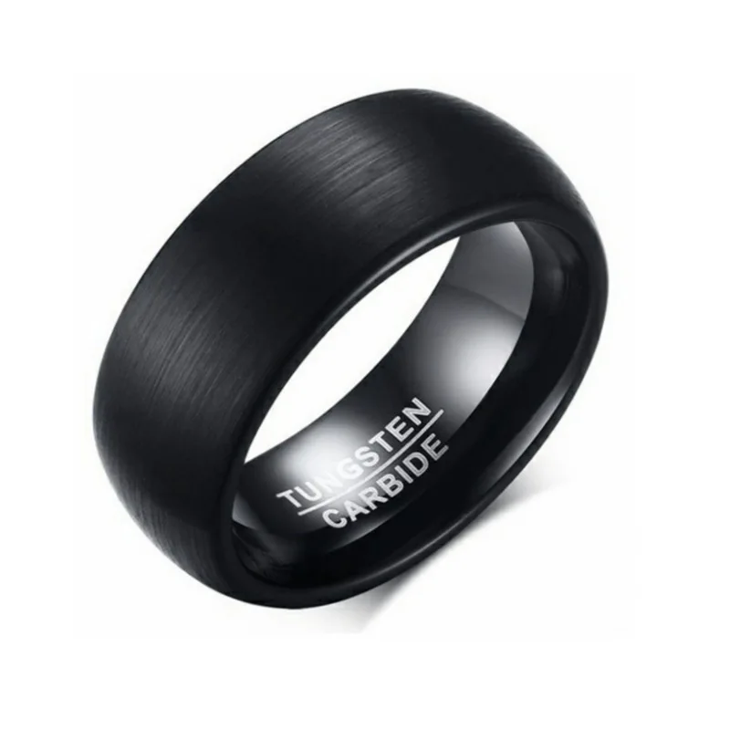 Minimalism Fashion 8mm Men's Tungsten Carbide Ring Black Frosted Stainless Steel Rings Beveled Edge Wedding Band Jewelry Gift