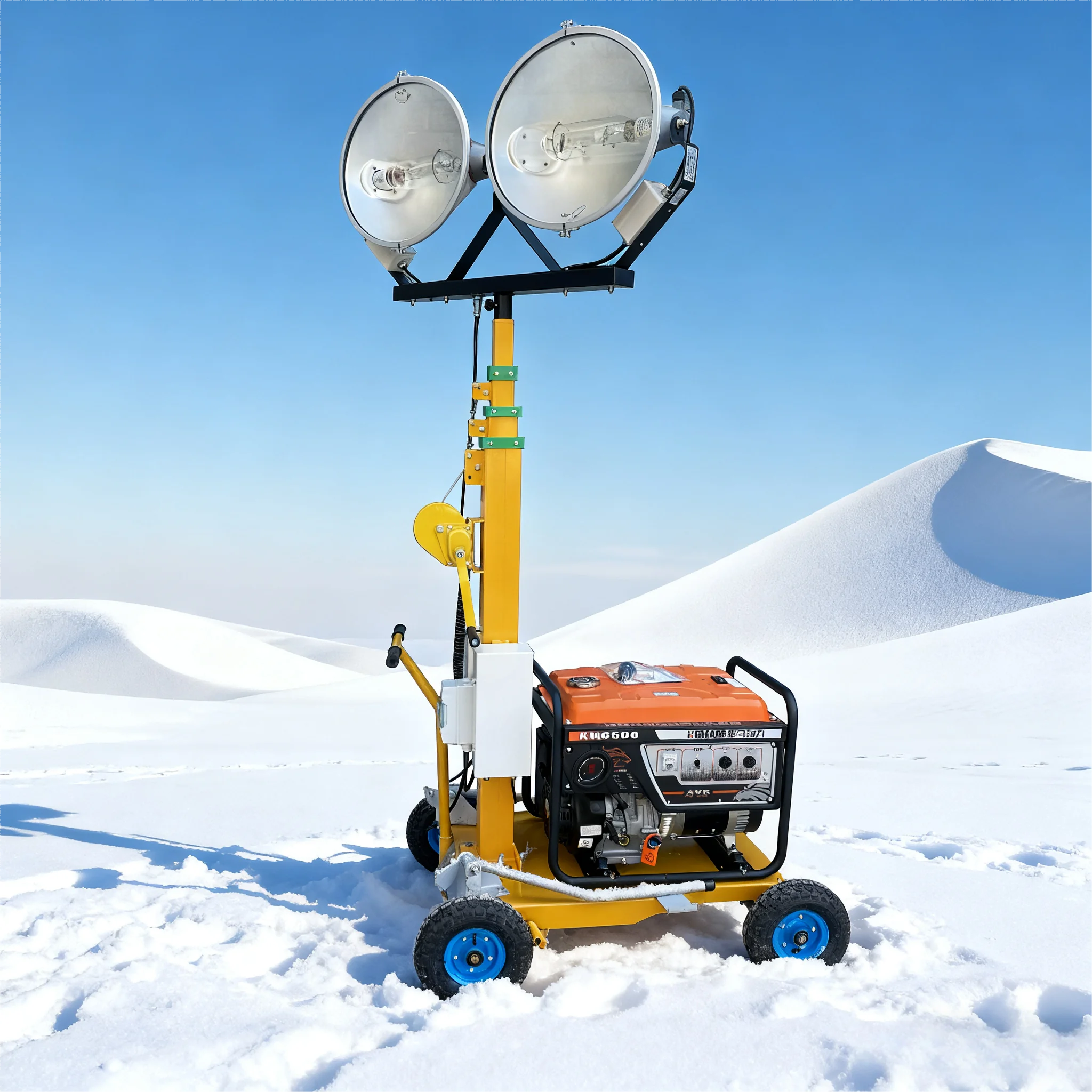 Customized Factory Portable Lighting Tower Telescopic Mast Handcart Lighthouse 2000W Floodlight