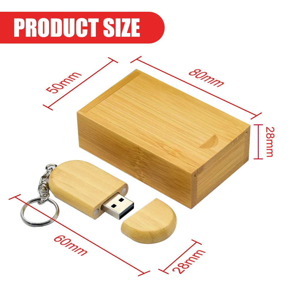 10 PZ/LOTTO Logo Personalizzato Gratuito Scatola di Legno USB 2.0 Flash Drive 16 GB 32 GB Ovale Pen Drive Fotografia di Nozze Regali Memory Stick U Disco