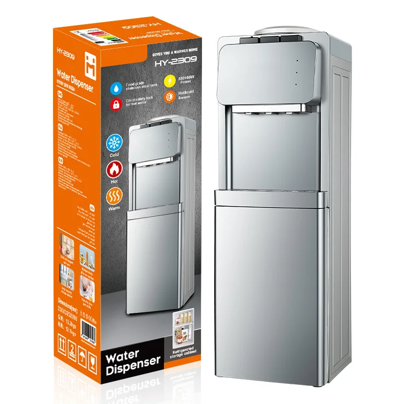 Office Hot and Cold Water Dispenser—Directly Connected to Water Lines, Hot, Cold, and Warm Water via Compressor-Based Refrigerat