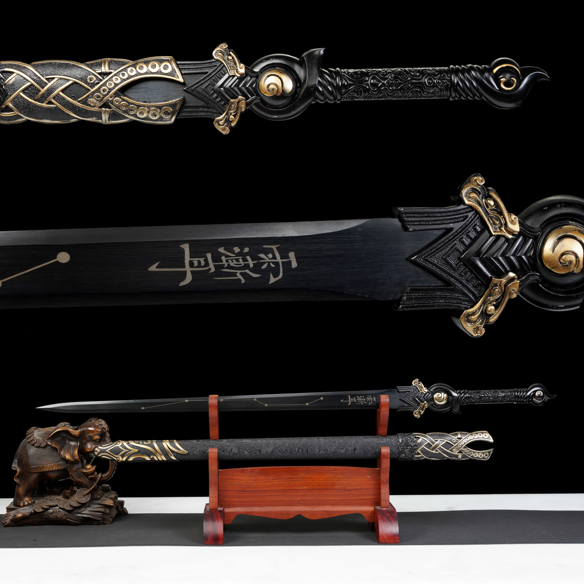 113cm Chinese Taoist Sword, Steel Tai Chi Eight Trigrams Sword, Martial Arts Training Gift katana, Unsharpened Blade
