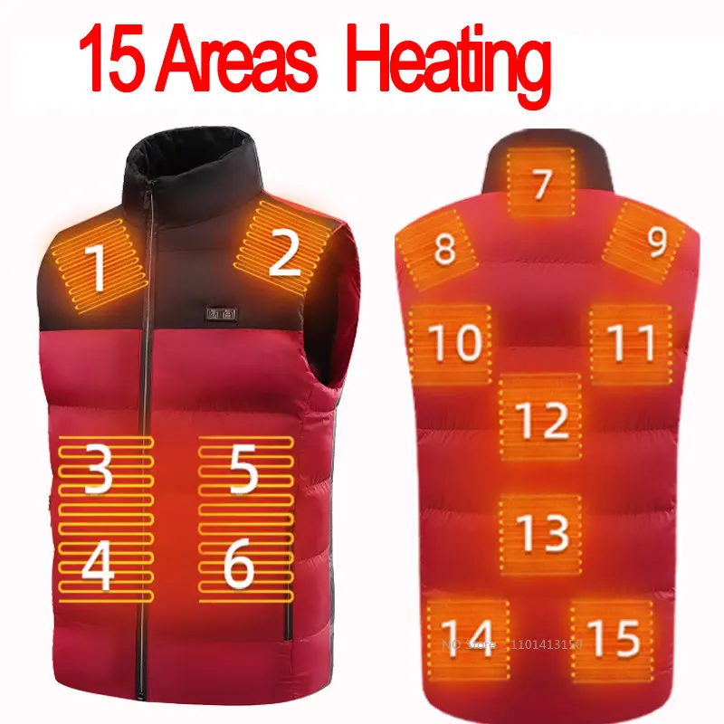 2022 Men Outdoor USB Infrared Heating Vest Jacket Men Winter Electric Heated Vest Waistcoat For Sports Hiking Oversized 5XL