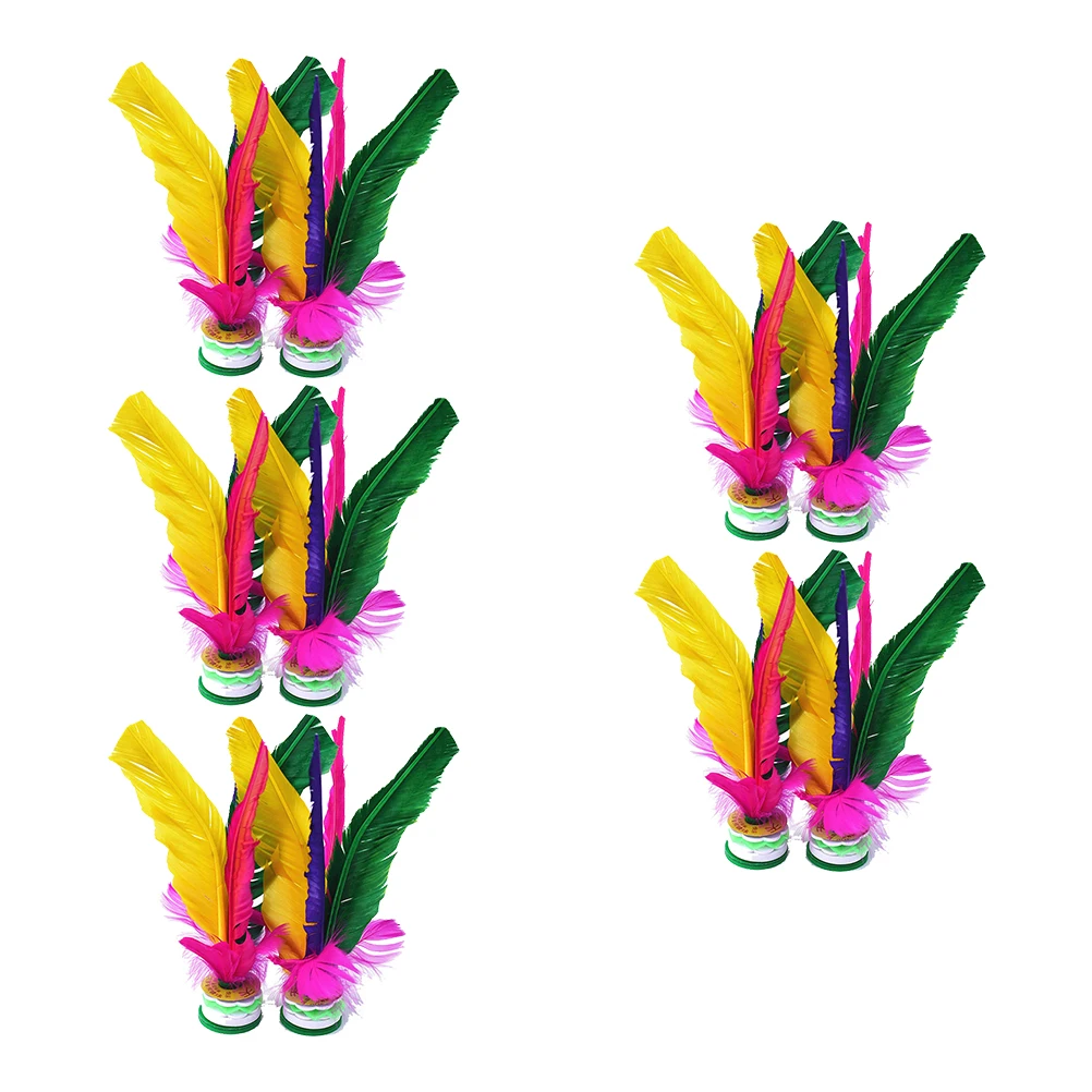 

10pcs Shuttlecock Colorful Goose Plume Thickened Oxford Base Kicking Toy for Kids Adults Chinese Traditional Sport Fitness Game