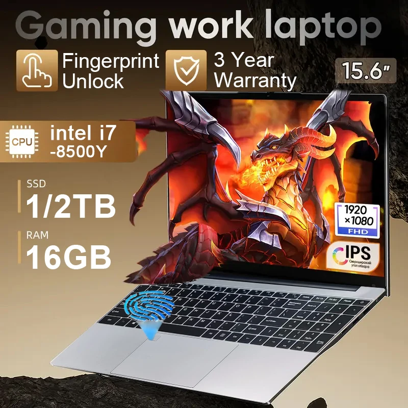 15.6 polegada windows 11 pro computador portátil intel i7 8500y 16gb ram 1tb ssd laptops computador de escritório pc desbloqueio de impressão digital notebook