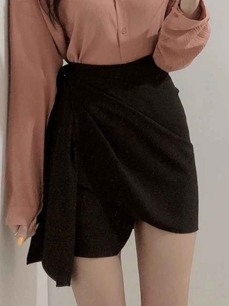 

Mini Skirts Women Irregular Office Lady Sexy Summer Bandage Design Solid Vintage Streetwear Casual Faldas Temper All-match 2023