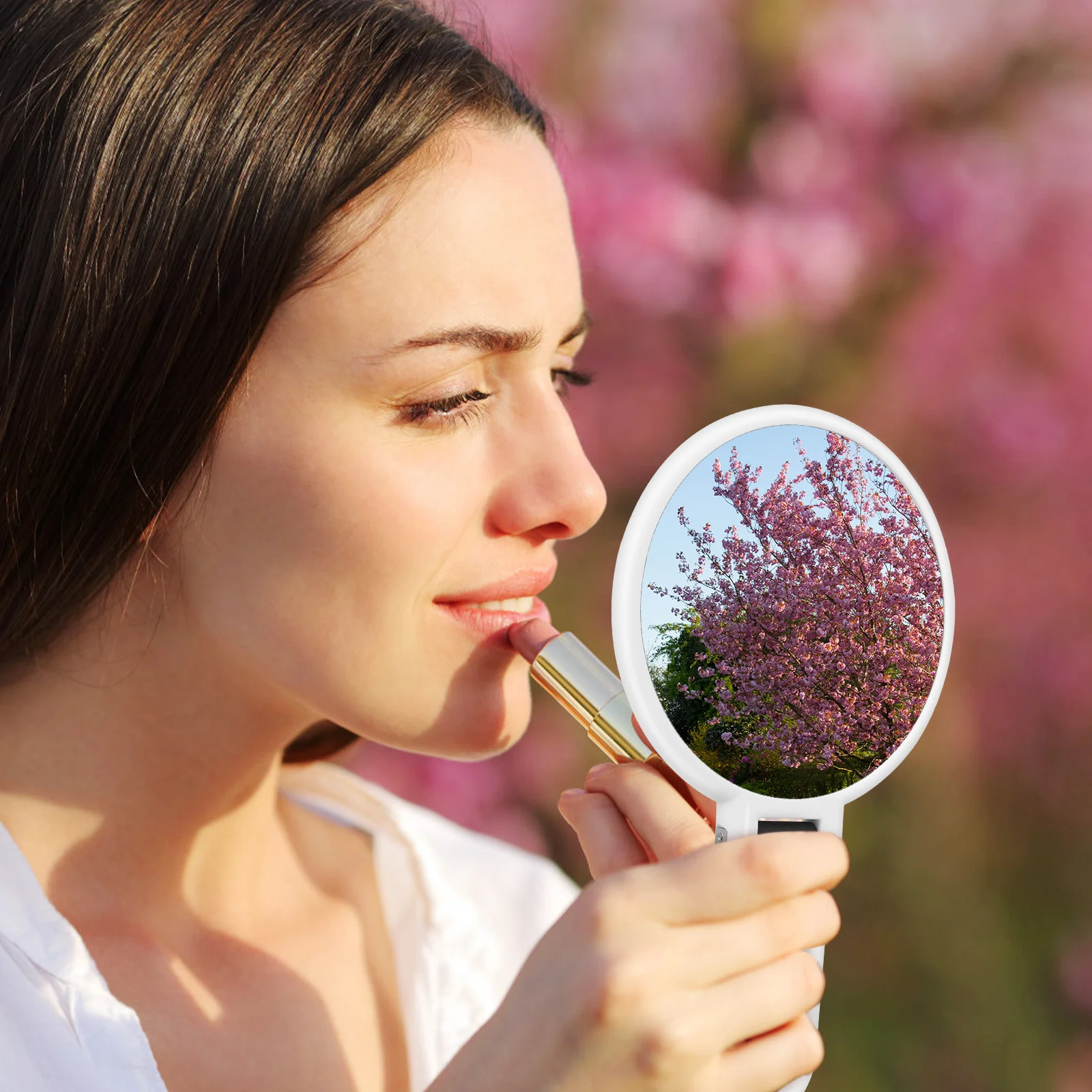 

Magnifying Mirror Compact Mirrors Hand Held Makeup Cosmetics with Magnification White