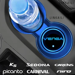 2 Pack Car Coasters 7 Color Water Coaster Holder Color Ambient Light Suitable for Kia K5 Carnival RIO NIRO Anti-Slip Mat