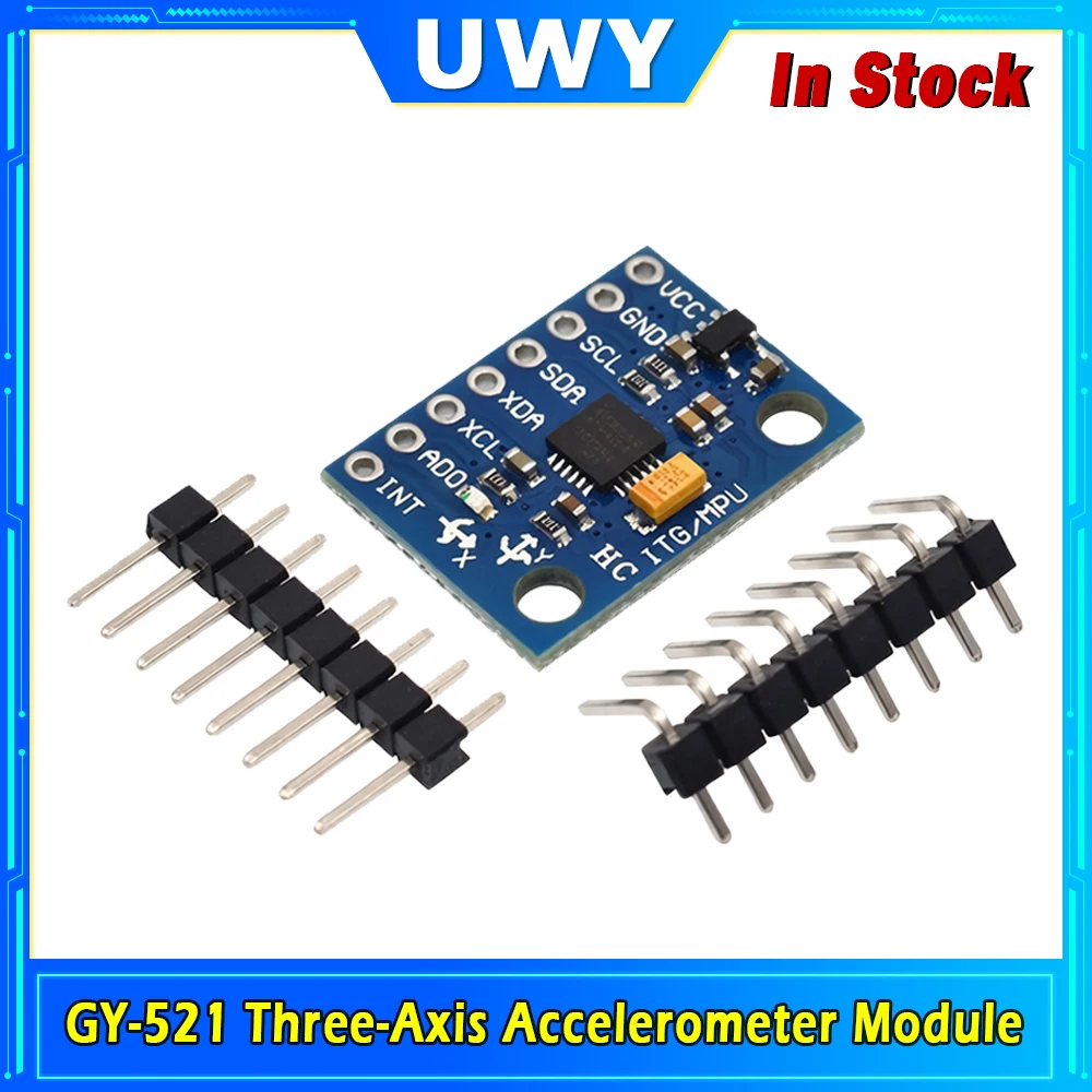 GY‑521 MPU‑6050 Three‑Axis Accelerometer Gyroscope Sensor Module 6DOF 3‑Axis Acceleration Gyro Sensor for Arduino