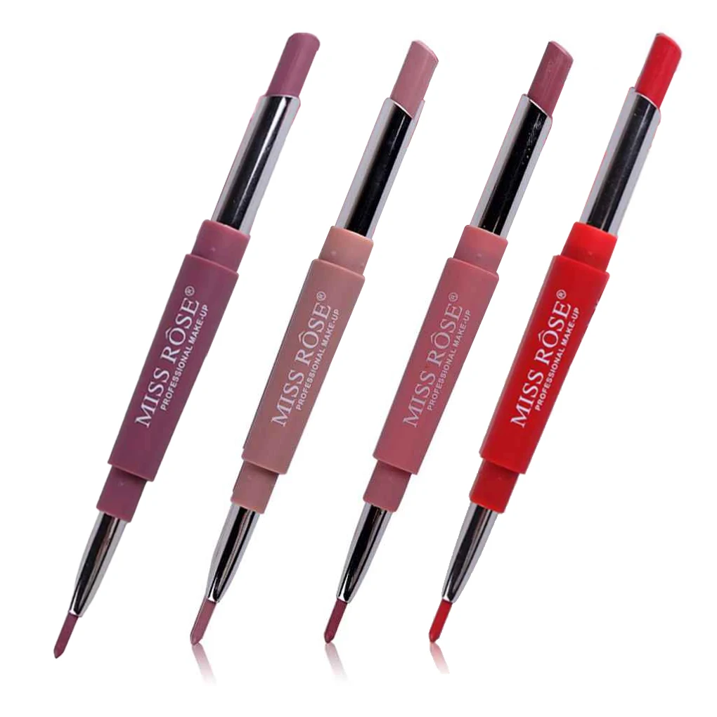 MISS ROSE 8 Colors Double-end Lipstick Long Lasting Waterproof Matte Lipstick Lip Liner for Lip Makeup