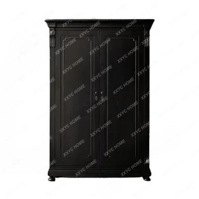 XX solid wood double door wardrobe bedroom small apartment hanging wardrobe