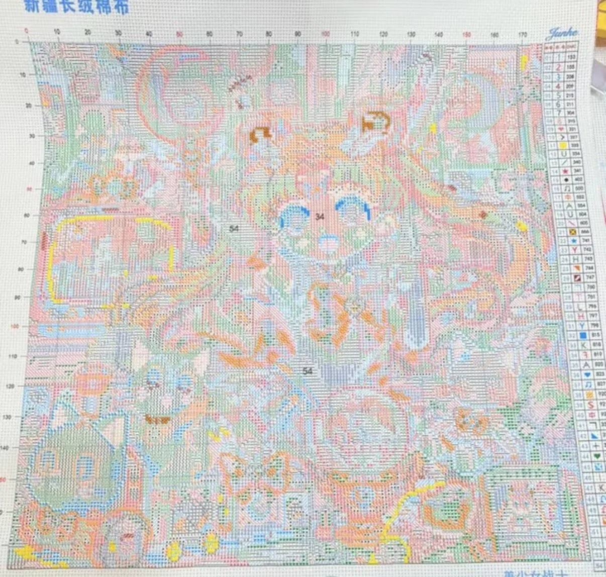 9CT 11ct Cartoon Printed Kits Cross Stitch Embroidery DIY Needlework Set Home Decor Crafts With Needles Threads 54 Colors