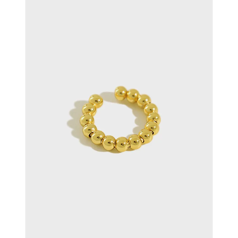 

Серьги в Корейском стиле INS, простые и нишевые геометрические бусины из бисера S925, зажим для ушей из чистого серебра без отверстий для ушей для женщин