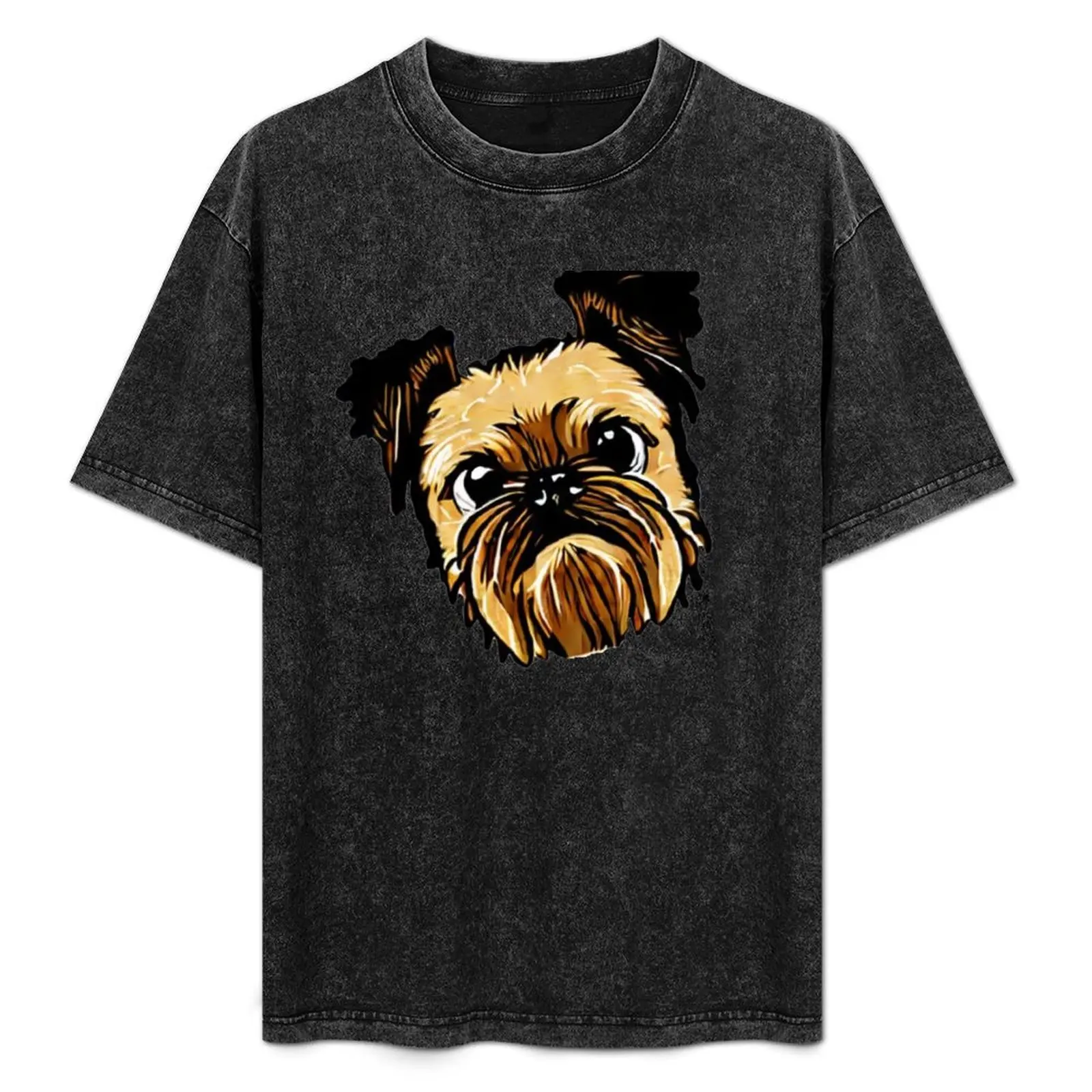 

Crazy Brussels Griffon Portrait T-Shirt Sports Casual Breathable Tee Shirt