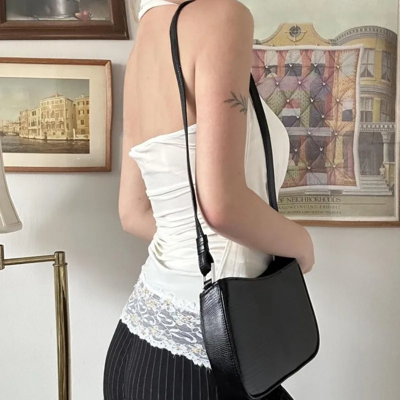 White Tops For Woman Y2k 2000s Coquette Lace Trim Twisted Halter Top Aesthetic Shoujo Clothes P84-bd11