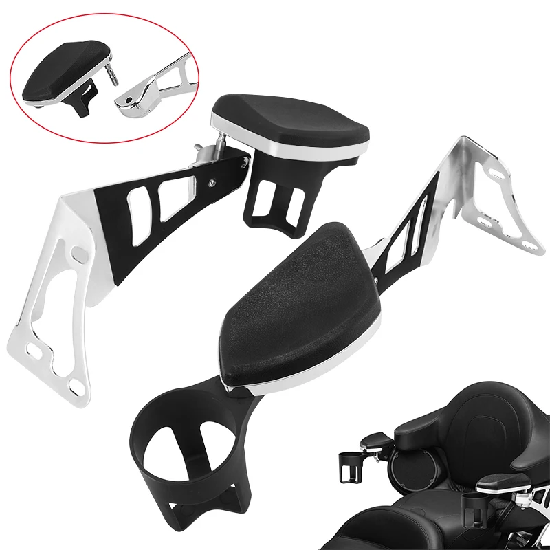 

Motorcycle Accessories Rests Passenger Armrests With Cup Holder Removable For Harley Touring Tri Glide Electra Glide 1997-2013