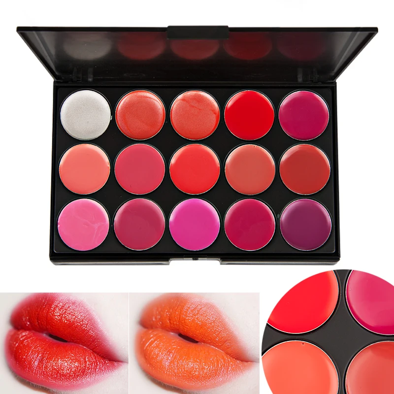 15 Colors Lipstick Palette Matte, Moisturizing and Non-Fading, Non-Stick Cup, Makeup Tray Easy to Color, Ideal Valentine's Gift